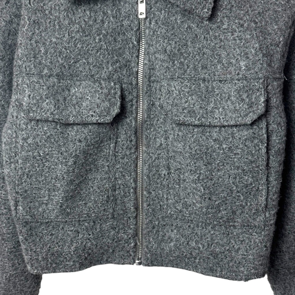 Zara Boucle Cropped Winter Jacket Gray Quiet Luxury Capsule Old Money S - Picture 4 of 10